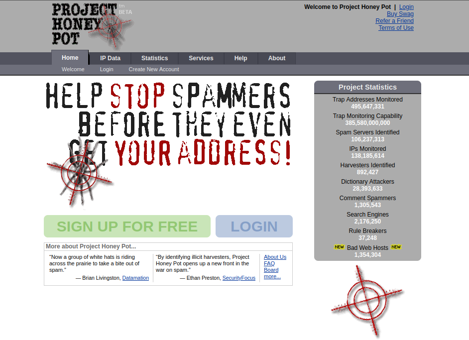 Project Honey Pot also publishes a list of the top IP addresses being used by comment spammers