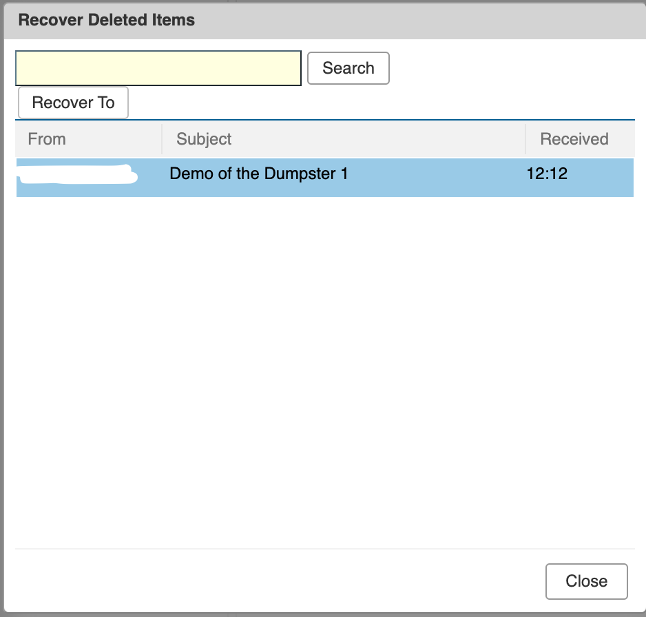 Click the Recover To button