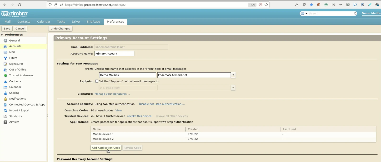 Create application specific passwords