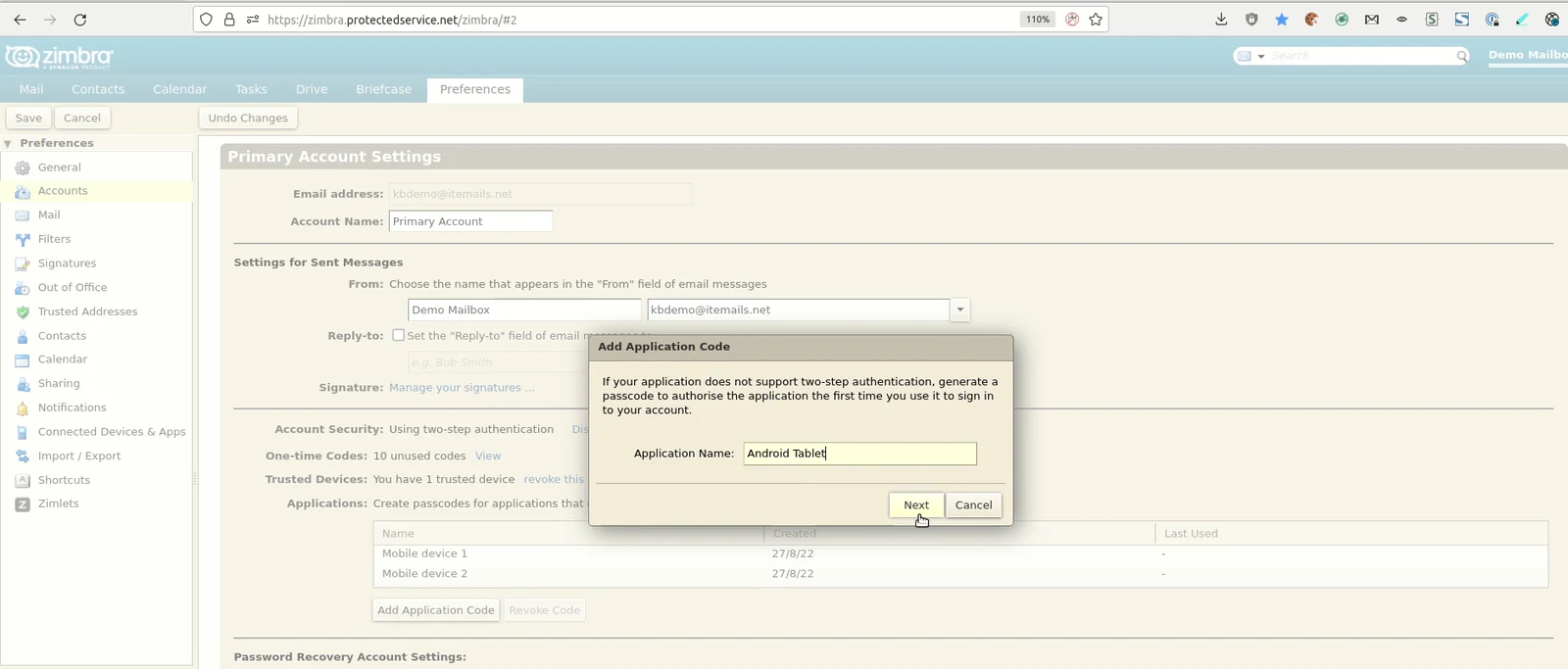 Create application specific passwords