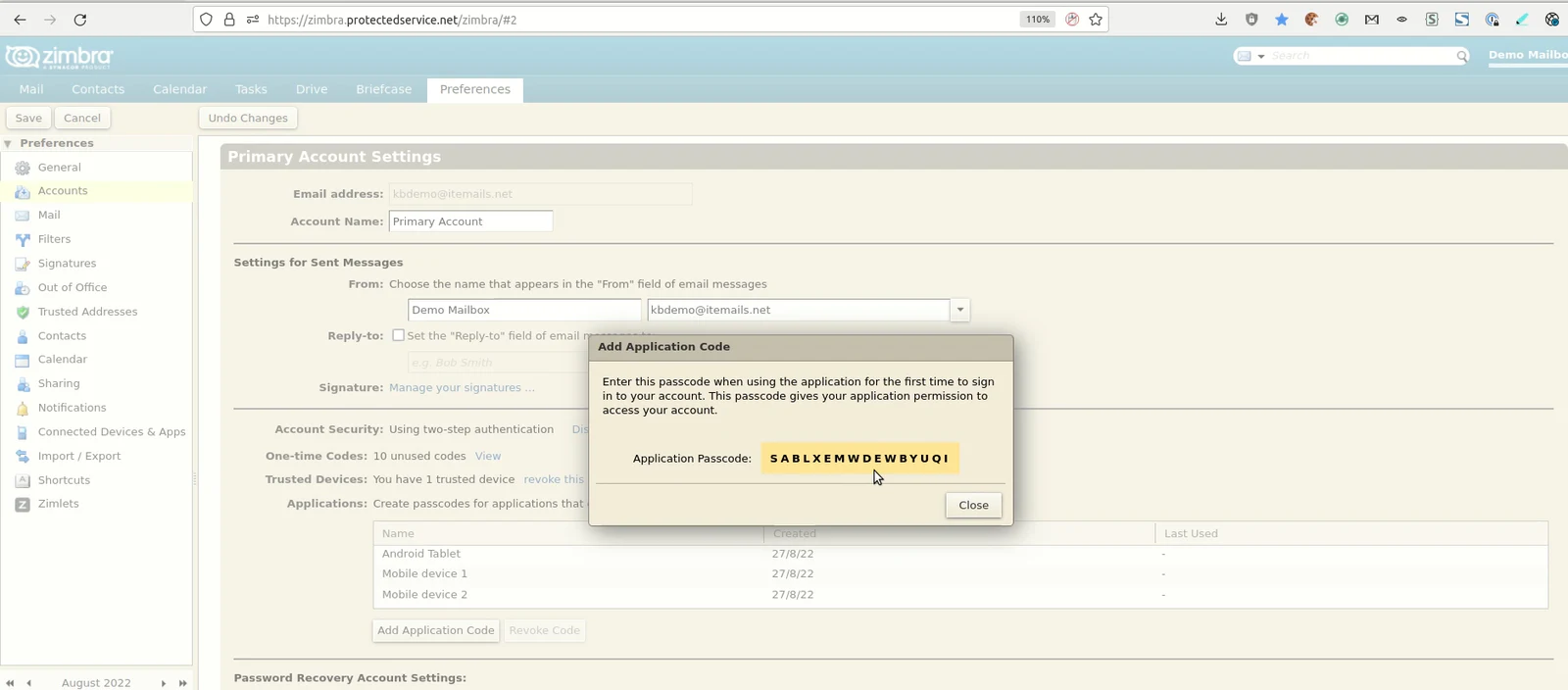 Create application specific passwords