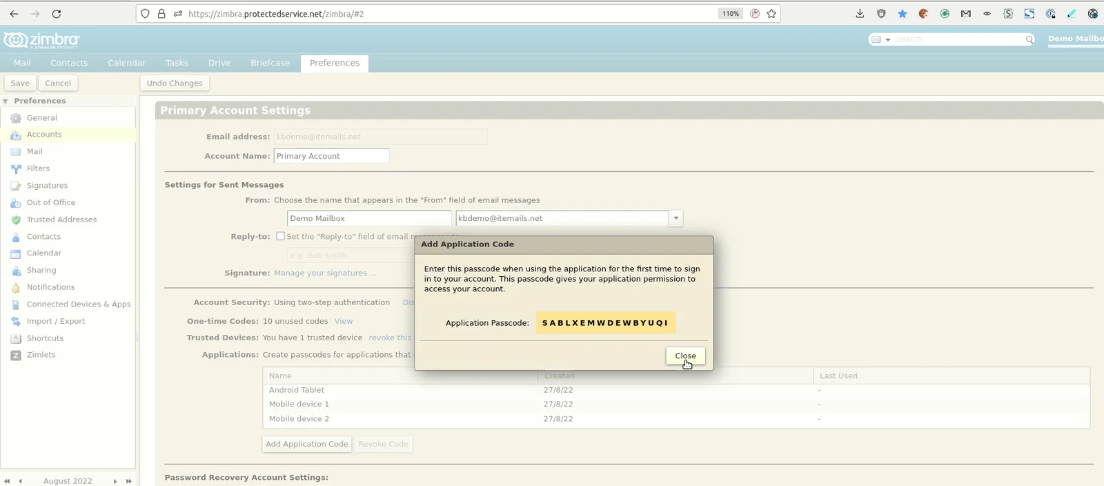 Create application specific passwords