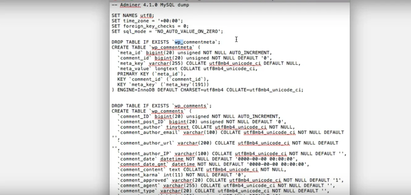 Step 1 – Open your database dump in your Text Editor