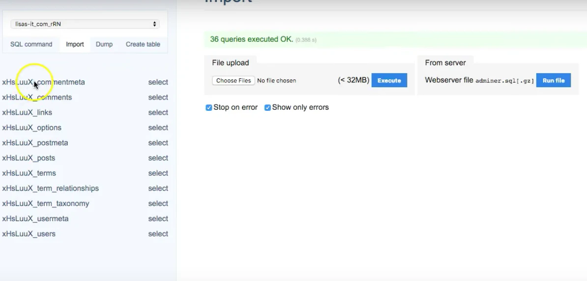  Step 5 – Import your updated database file