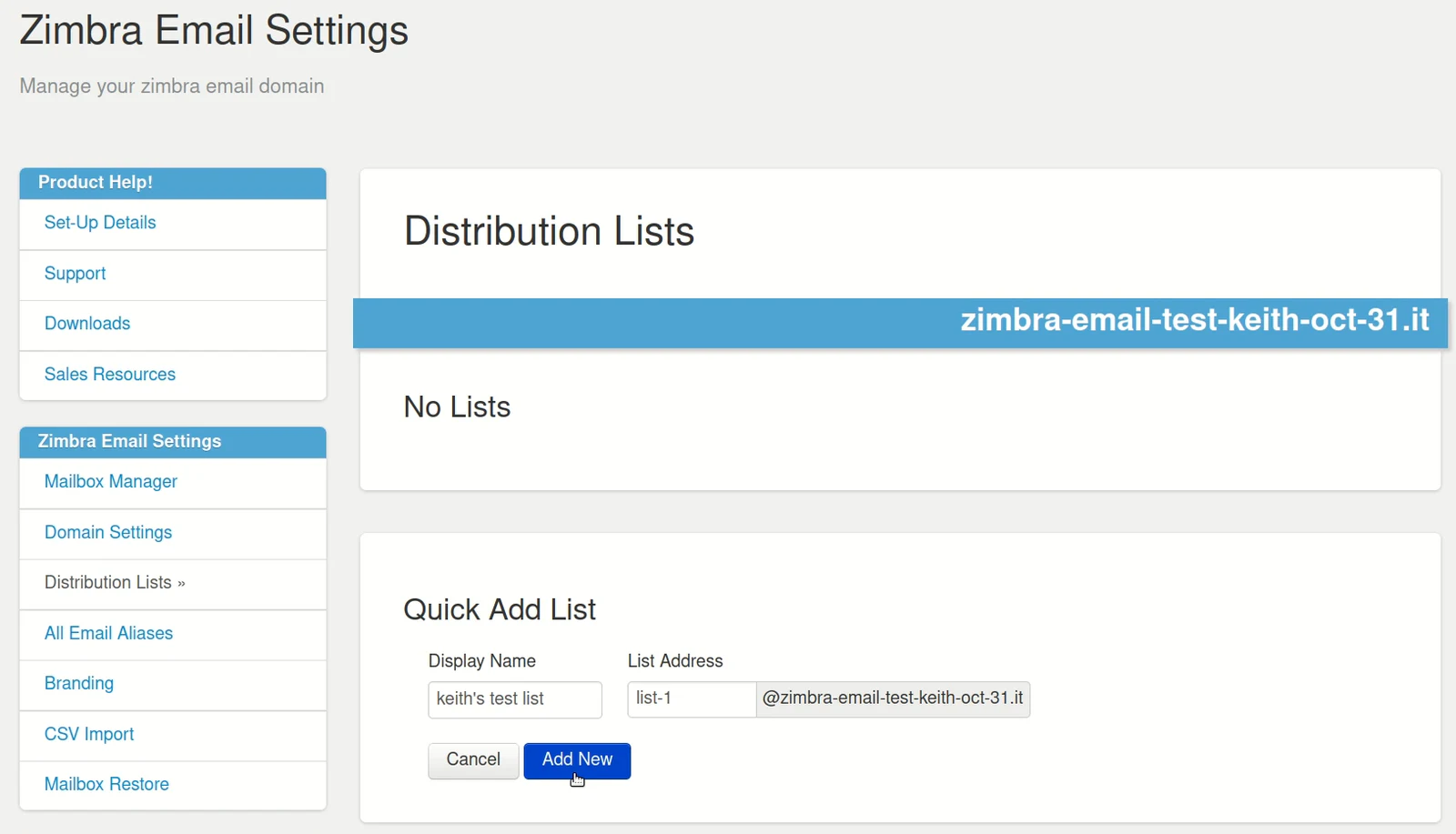 email address used to send out the list