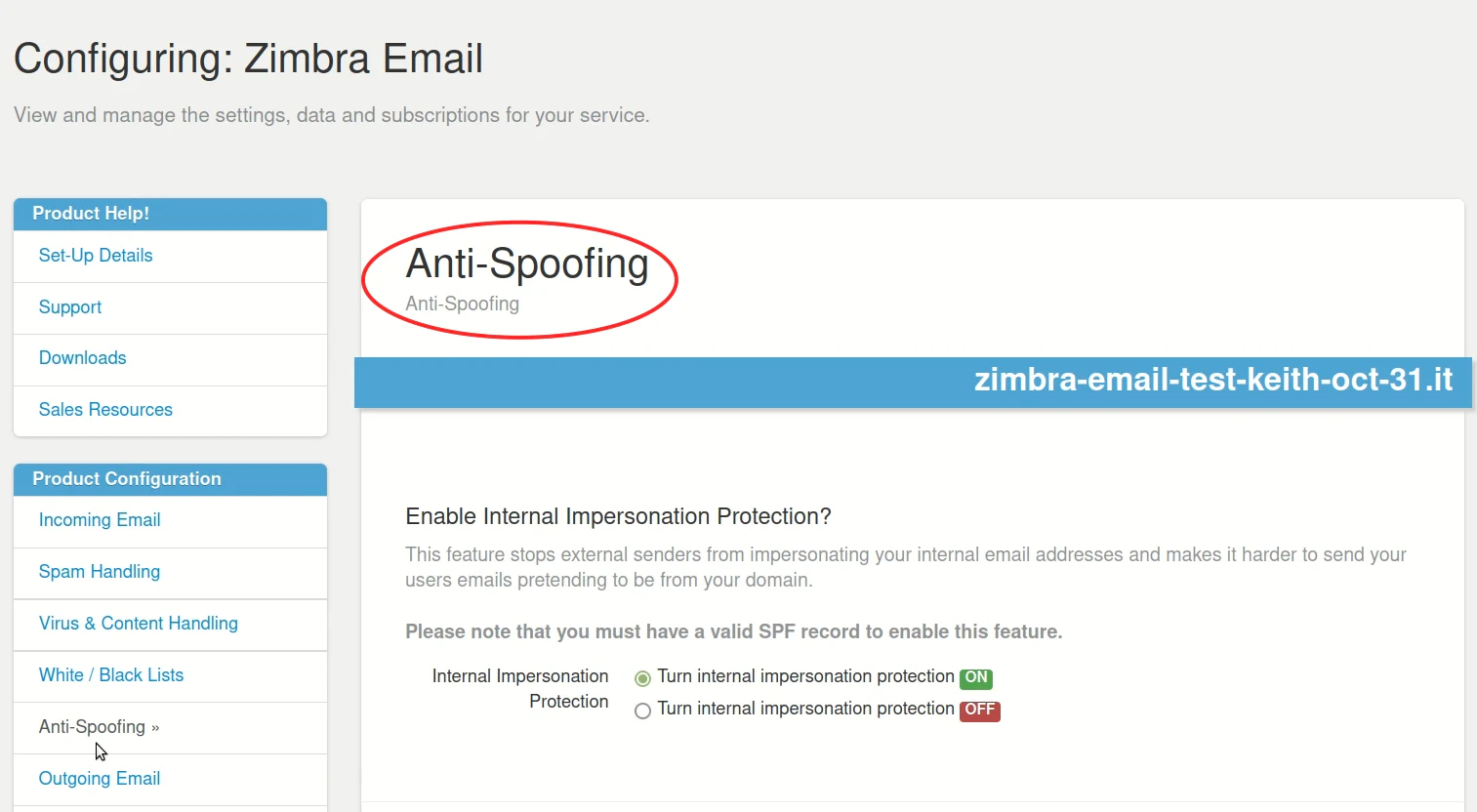 How to enable Internal Impersonation Protection