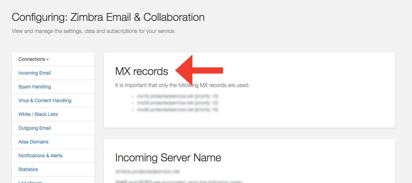 Listed here will be your MX Records as well as other important details you’ll need
