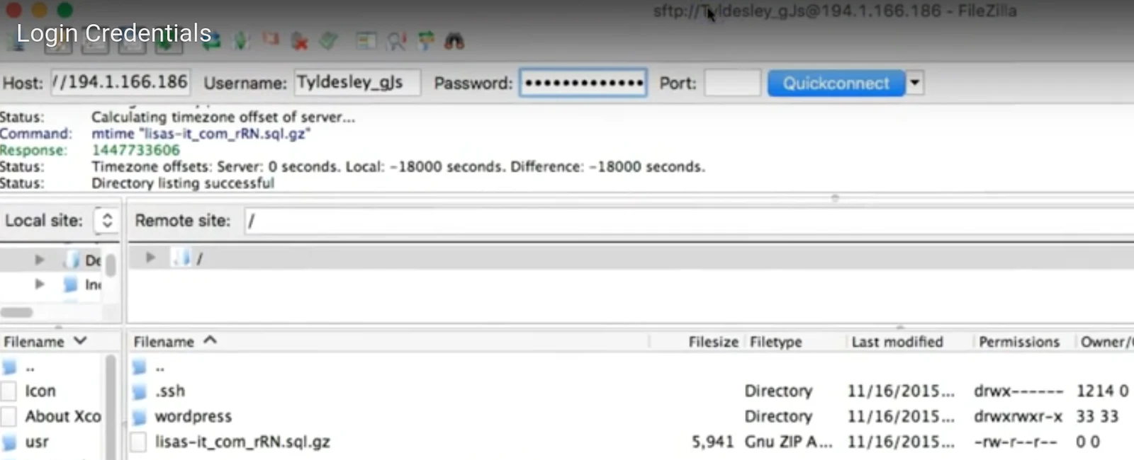 Configuring your FTP client Remain logged into your FTP client as you will need it to retrieve your Database