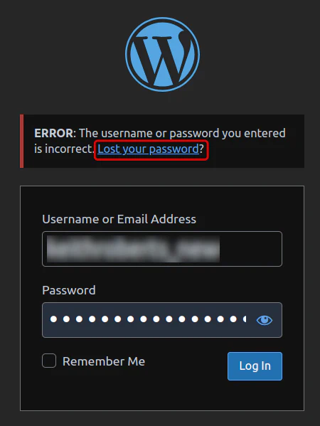 Click on the 'Lost your password' link