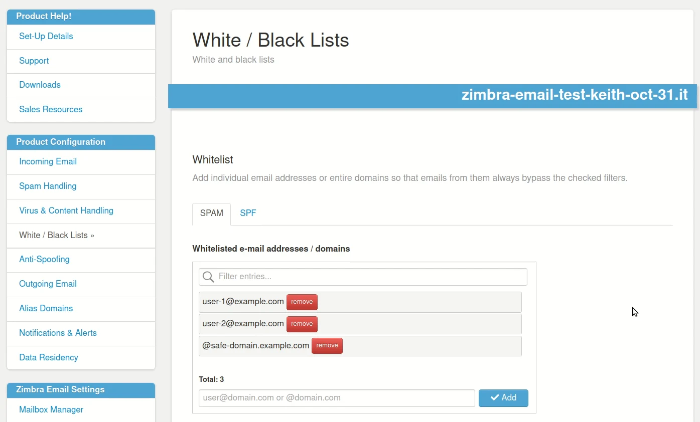 How to whitelist a sender's email address